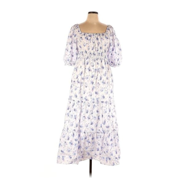 NWT LoveShackFancy x Target Gemma in White Floral Puff-Sleeve Maxi Dress XL - Picture 1 of 5